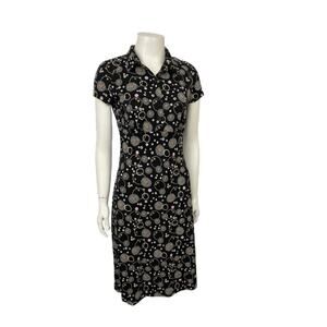 Vintage 90s Y2K Mod Dot Dress Collared Empire Waist Indie Retro Small -